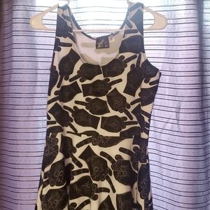 Middle finger print skater dress
